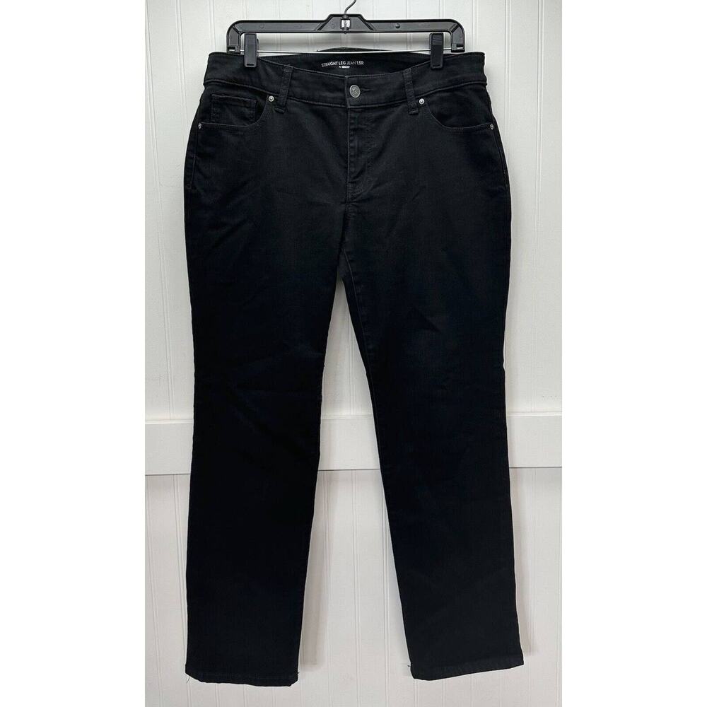 Chicos Jeans Straight Leg Sz 1.5 Womens Black Stretch Denim